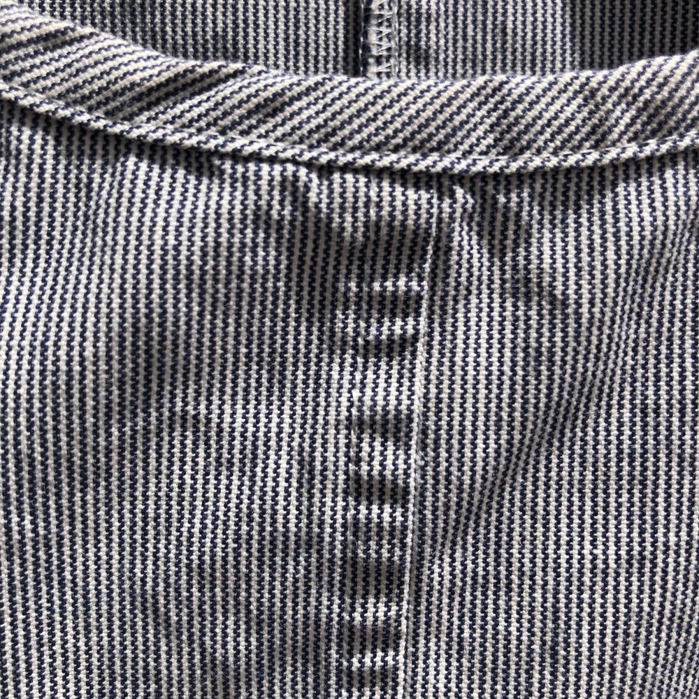 Chimala Racerback Tank, Japanese textured cotton, thin stripes blue and white - Picture 5 of 8